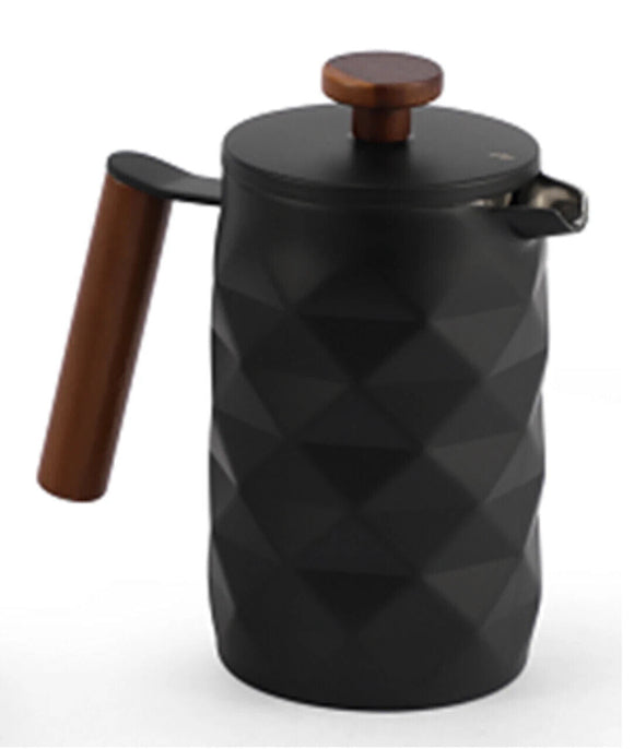 1x Matte Black Diamond French Press Coffee Culture Stainless Steel Double Filter - 600ml