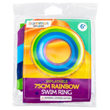 Inflatable Swim Rings Rainbow Design Summer Fun Beach Toy Pool Holidays 75cm