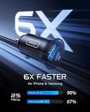 Car Charger USB C Car Charger 30W+USB A 30W QC 3.0 PD Fast Charging Dual Ports