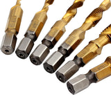 6x HSS Hex Shank Tap Drill Bits Metric Thread Screw Compound Tapping Set Tool