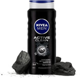 NIVEA MEN Active Clean 3-IN-1 Shower Gel Body Wash 500ml Body Active Charcoal