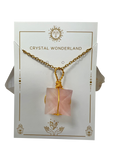 Rose Quartz Merkaba Crystal Pendant Necklace Gold Healing Crystal