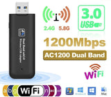 USB 3.0 Wireless 1200Mbps WiFi Network Receiver Adapter 5GHz Dual Band Dongle