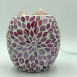 Pink Flower Glass Mosaic Vase Bowl Himalayan Crystal Salt Lamp Natural Rock