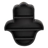 Hamsa Hand Wooden Wall Panel Shelf Storage Crystal Rustic Home Decor 35cm