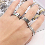 20Pcs Fashion Stainless Steel Heart Rhinestone Band Rings Women Men Mix