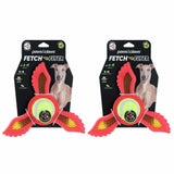 2x Dog Toy Fetch Flyer Foam Dart Tennis Ball Rubber Pet Puppy Toy RED