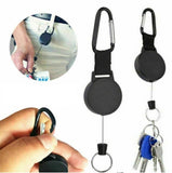 2x Retractable Stainless Steel Keyring Pull Ring Key Chain Recoil Heavy Duty