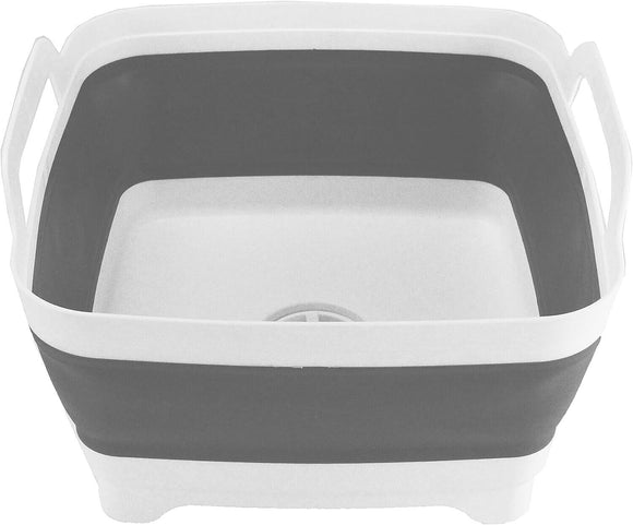 Collapse-A Sink White and Grey Sink Drain Plastic with Draining Plug 9L