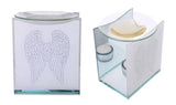 Glitter Angel Wings Glass Mirrored Aromatherapy Wax Melt Oil Burner with Tealigh