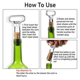 Wine Bottle Opener Cork Two-Prong Puller Damaged Cork Remover Chrome Sheath