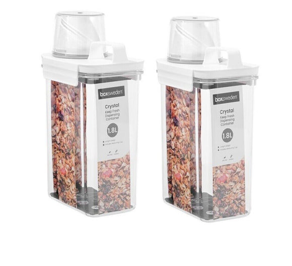 2PK Keep Fresh Dispensing Container Measuring Cup  Kitchen Pantry  1.8L