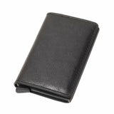Leather Credit Card Holder Men's Money Cash Wallet RFID Blocking Purse Black