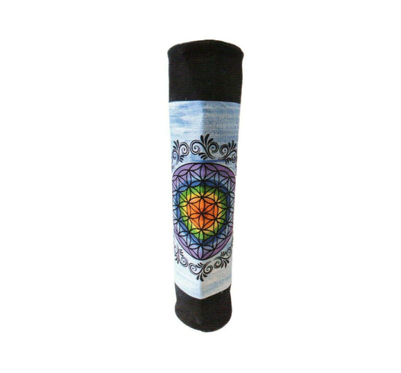 Yoga Pilates Shoulder Bolster Bag Mat Carrier 7 Chakras Flower of Life Blue