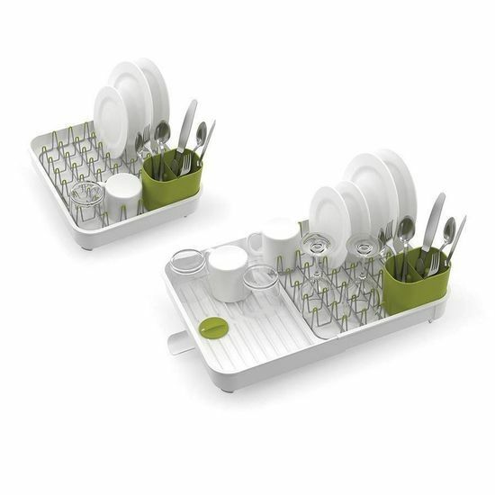 Joseph Joseph Extend Expandable Kitchen Dish Drainer Rack - White/Green