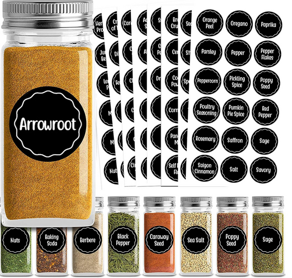 144pcs Spice Herb Storage Jar Labels Pantry Stickers Decals High Quality Durable