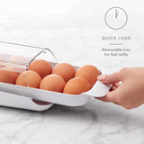 YouCopia FridgeView Rolling Egg Holder Stackable Dispenser Organizer White