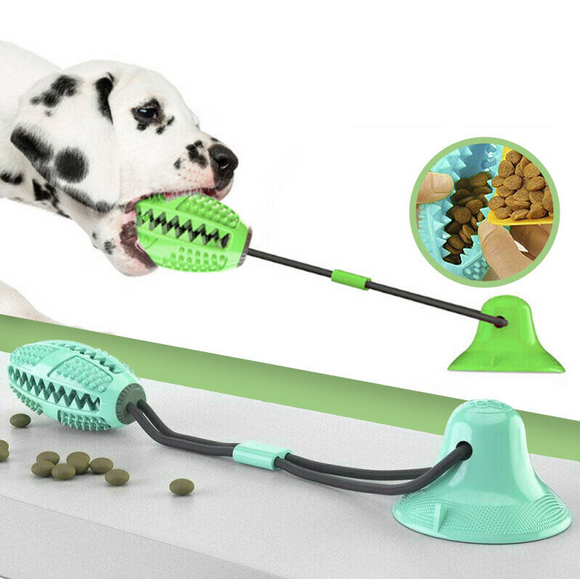 1x Interactive Rubber Pet Molar Bite Floor Suction Cup Dog Balls Puppy Chew Toy