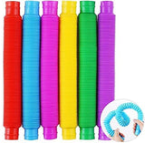 6x Fidget Pop Tube Toys for Kids and Adults, Pipe Sensory Tools Relief Assorted