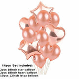 14x Foil Latex Balloons Balloon Set Birthday Wedding Party Decoration Rose Gold