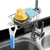 Kitchen Sink Faucet Shelf Sponge Dish Cloth Holder Rack Storage Organizer Silver