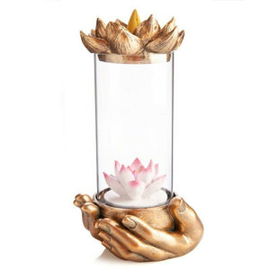 Lotus Glass Case LED Backflow Cone Incense Burner