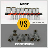 3Pc Double-Side Sockets Holder Tool Organizer Rails WorkShop Rack 1/4" 3/8" 1/2”