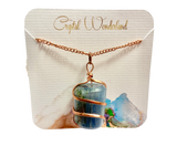 Infinity Loop Crystal Tumbled Kyanite Pendant Copper Healing Natural Crystal