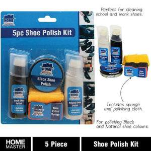 5 PC Shoe Polish Kit Leather Care Work School Shoes For Black and Natural Colour