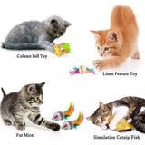28x Bulk Buy Cat Kitten Toys Rod Fur Mice Bells Balls Catnip Lovely Pet Toy