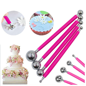 4X Fondant Cake Flower Decorating Clay Sugarcraft Ball Modelling Cutter DIY Tool
