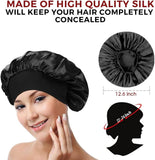 2 Pcs Silk Bonnet with Soft Elastic Band, Breathable Satin Hair Bonnet Sleeping
