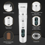 Pet Grooming Clipper Dog 3-Speed Low Noise Rechargeable Cordless White
