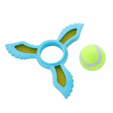 2x Dog Toy Fetch Flyer Foam Dart Tennis Ball Durable Rubber Pet Puppy Toy BLUE