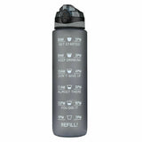 1L Water Bottle Motivational Drink Flask With Time Markings BPA Free Sport Gym