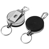 2x Recoil KeyRing Retractable Chain ID Pull Holder Reel Belt Clip Extend Keyring