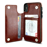 Wallet Case Shockproof Cover Flip Leather For iPhone 13 Pro Max- Brown