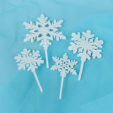 4pcs Snowflake Cake Toppers Acrylic Christmas Cupcake Decorations Party Decor