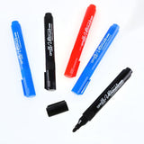 5x Permanent Marker Pen Bullet Tip Black Red Blue Stationery Office Set 2MM