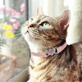 Adjustable Suede Collar Cat Kitten Dog Puppy Pet Safety ReleaseHeart Bling Pink