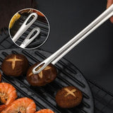 Silver Stainless Steel long Food Tongs Kitchen Straight Grill Tweezers B - 24cm