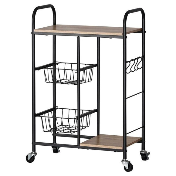Trolley 2 Tier Home Master Kitchen Stylish Modern Industrial Design - 85cm