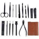 16pcs Manicure Pedicure Set Stainless Nail Trimming Kit Clipper Finger Care Tool