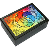 Seed of Life Meditation Wooden Box Printed Jewellery Crystal Box 12x17cm