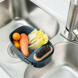 Sink Mounted Strainer Basket Multifunctional Kitchen Storage Rack Drain Blue