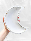White Wash Wooden Crescent Moon Dish Bowl Trinket Crystals Jewellery Tray 20cm