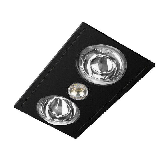 Heater Sunair Bathroom Exhaust Fan LED Downlight with 2 Heat Globes Black