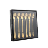 Gold Engraved Cutlery Set 6pcs Latte Parfait Sundae Spoon Stainless Steel