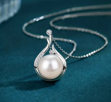 Silver Plated Necklace Platinum Faux Pearl Pendant Gift Valentines