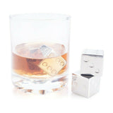 Set of 4 Whisky Whiskey Stone Dice Stainless Steel Frozen Chillers Velvet Bag